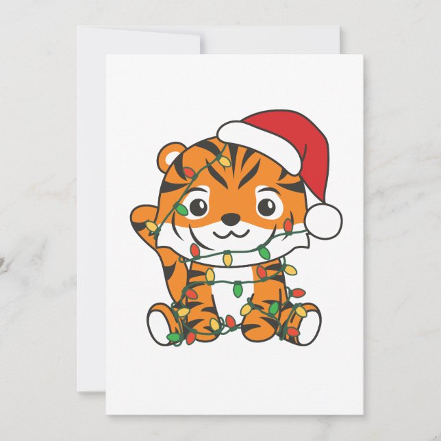 Cartão De Festividades Tigres de Natal para Animais de Inverno de Tigre (Frente)
