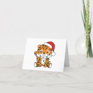 Cartão De Festividades Tigres de Natal para Animais de Inverno de Tigre