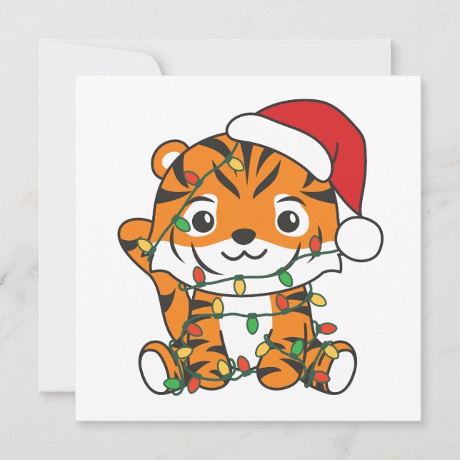 Cartão De Festividades Tigres de Natal para Animais de Inverno de Tigre (Frente)