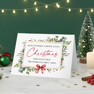 Cartão De Festividades Tinta de Caligrafia Aquarela Verde Vermelho Arco D