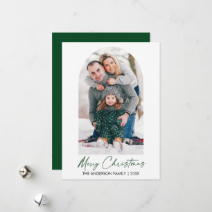 Cartão De Festividades Tinta de Caligrafia Foto Arco Natal Verde