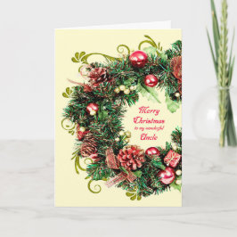Cartão De Festividades Tio Natal Wreath Holiday Card