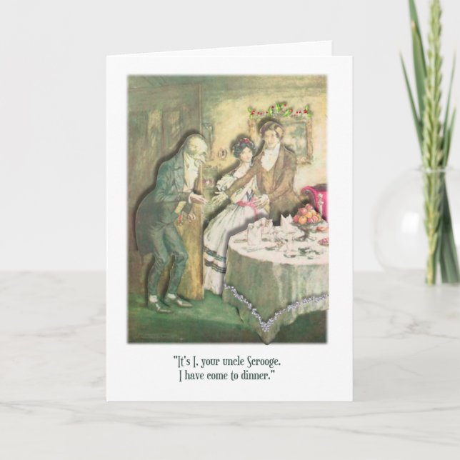 Cartão De Festividades Tio Patinhas vem para o jantar de Natal (Frente)