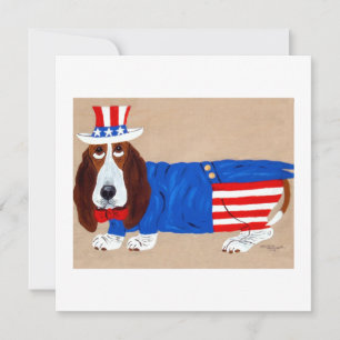 Cartão De Festividades Tio Sam Basset Hound