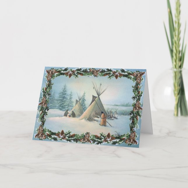 Cartão De Festividades TIPI CAMP SQUAW & BOUGHS by SHARON SHARPE (Frente)