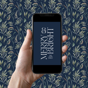 Cartão De Festividades Típica mínima moderna de folhagem do marinho elega