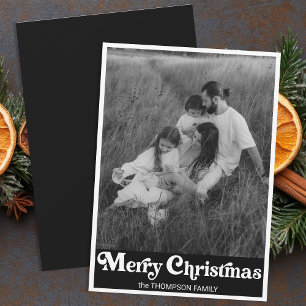 Cartão De Festividades Típica Retroativa Trendy Foto de Natal Preto