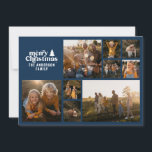 Cartão De Festividades Típica retrógrada Marinho moderno Foto azul multif<br><div class="desc">Retrô tipografia,  Natal multifoto moderno. Texto e Marinho As cores azuis de fundo podem ser personalizadas. Parte de uma coleção</div>