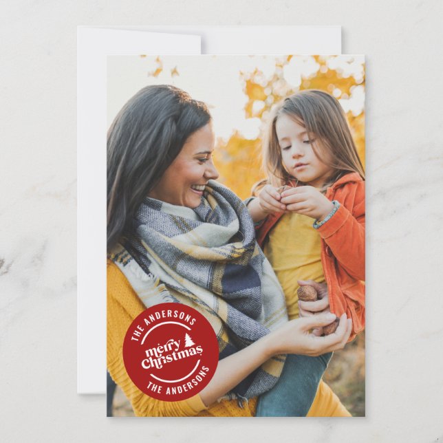 Cartão De Festividades Típica retrógrada, Natal moderno, 1 fotografia (Frente)