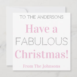 Cartão De Festividades Típica Rosa Moderna de Natal Fabulosa