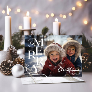 Cartão De Festividades Tipografia 1 do Script de Natal Merry Moderno