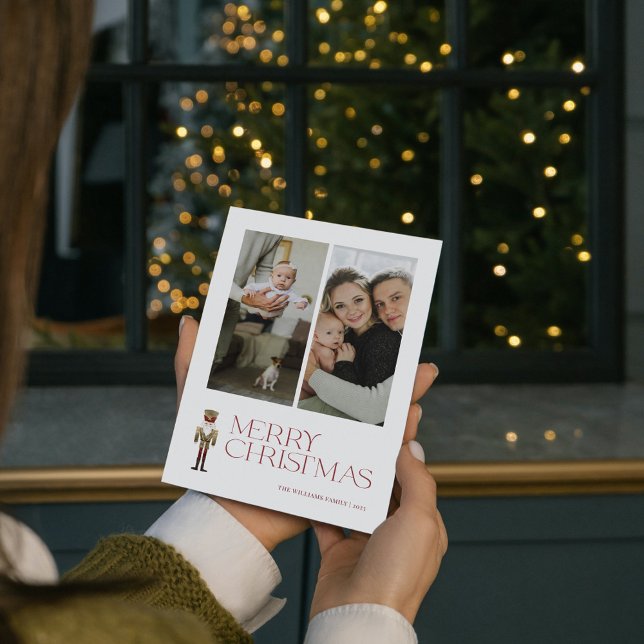 Cartão De Festividades Tipografia 2 da Feliz Modern Nutcracker (A Nutcracker Holiday! Wishing You a Merry Christmas in Modern Minimalist Style. 🎄🎭 )