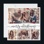 Cartão De Festividades Tipografia Black White 5 Photo Collage Natal<br><div class="desc">A moderna e minimalista caligrafia negra e branca 5 fotográfica colagem feliz Cartão de férias de Natal de Script de Caligrafia. Este modelo de cartão festivo, mimalista e caprichoso mostra quatro (4) colagens fotográficas bonito na frente, uma foto na parte de trás e diz "Feliz Natal" saudando o texto, que...</div>