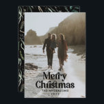 Cartão De Festividades Tipografia botânica de coloração aquática elegante<br><div class="desc">Cheio moderno sangrou foto elegante rústica,  crosta aquosa,  cor seca,  cor botânica,  cor mutada,  cor mutada,  cartão de Natal de Natal. Verde-sábio,  verde-caçador,  preto,  branco e castanho moderno na via colorida.</div>