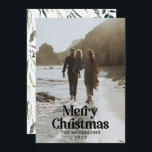 Cartão De Festividades Tipografia botânica moderna e elegante Ho<br><div class="desc">Cheio moderno sangrou foto elegante rústica,  crosta aquosa,  cor seca,  cor botânica,  cor mutada,  cor mutada,  cartão de Natal de Natal. Verde-sábio,  verde-caçador,  preto,  branco e castanho moderno na via colorida.</div>