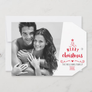 Cartão De Festividades TIpografia da árvore de natal FOTO na moda MINIMAL