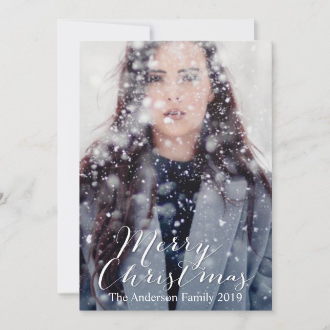 Cartão De Festividades Tipografia de Feliz Natal Personalizável (Frente)