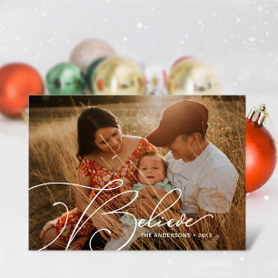 Cartão De Festividades Tipografia de Fonte de Letra Minimalista Acredite 