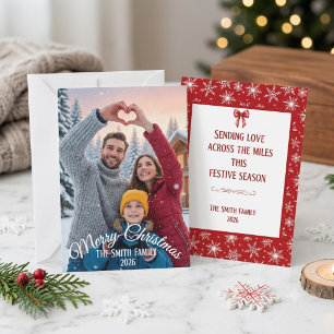 Cartão De Festividades Tipografia de Foto Personalizada de Natal Moderna