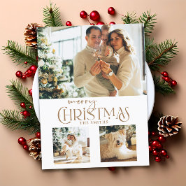 Cartão De Festividades Tipografia de Natal Dourado moderno 3-Foto