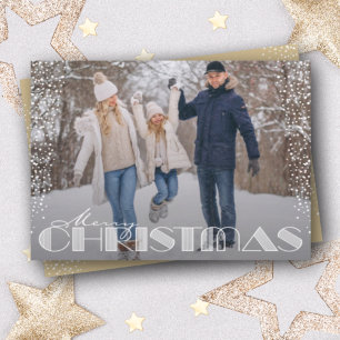 Cartão De Festividades Tipografia de Natal Retro Feliz