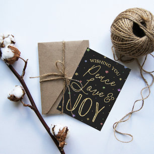 Cartão De Festividades Tipografia de Paz, Amor e Joy 3 Foto Natal