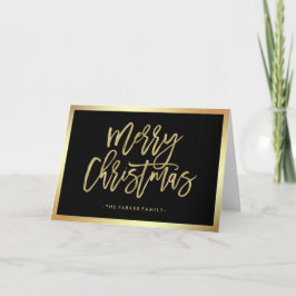 Cartão De Festividades Tipografia Dourada de Faux Elegante | Feliz Natal