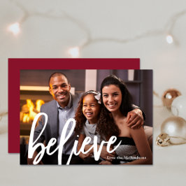 Cartão De Festividades Tipografia Elegante de Frutas Acredite Foto Natal