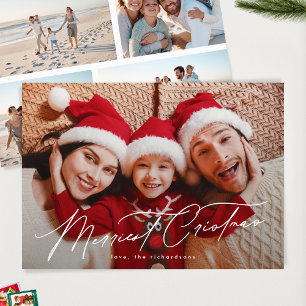 Cartão De Festividades Tipografia Elegante Foto CINCO Feliz Natal