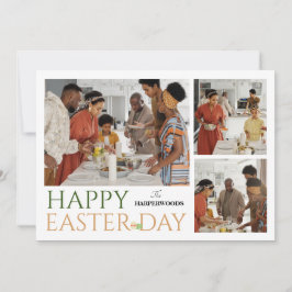 Cartão De Festividades Tipografia elegante Páscoa família três fotos