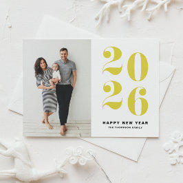 Cartão De Festividades Tipografia em negros amarela 2025 Foto de Ano Novo