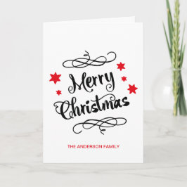 Cartão De Festividades Tipografia Feliz de Natal - Branco Vermelho