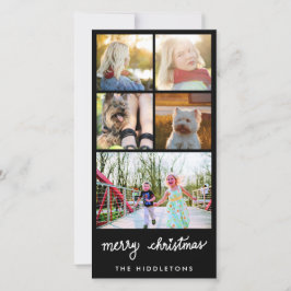 Cartão De Festividades Tipografia Feliz de Natal Cinco Fotografias Colada