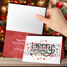 Cartão De Festividades Tipografia Feliz de Natal Dobrada