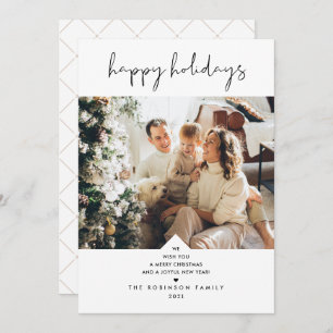 Cartão De Festividades Tipografia Mínima Divertida Foto de Natal Branco P