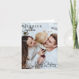 Cartão De Festividades Tipografia Moderna do Natal da Família de Fotos do