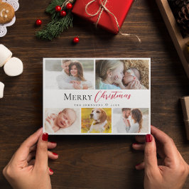 Cartão De Festividades Tipografia Moderna Feliz Natal Várias Fotos