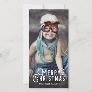Cartão De Festividades Tipografia Moderna Foto Feliz De Natal Com Cheio