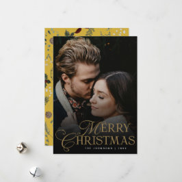 Cartão De Festividades Tipografia Moderna Simples 1 Foto Natal Dourado