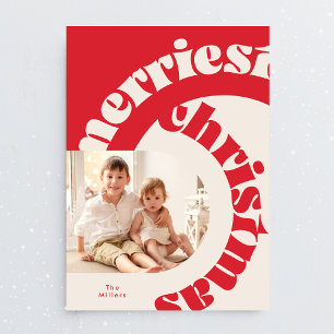 Cartão De Festividades Tipografia Moderna Vermelha e Negrito Natal Uma Fo