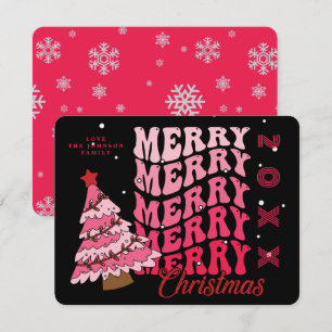 Cartão De Festividades Tipografia Natalina Rosa Preto Retrô Feliz Natal
