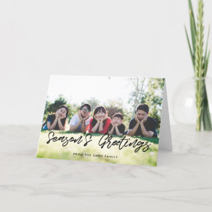 Cartão De Festividades Tipografia Negra Moderna de Saudações da Estação