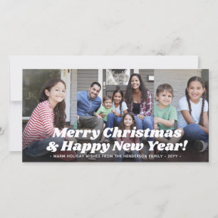 Cartão De Festividades Tipografia Retro de Natal e Ano Novo com Quatro Fo