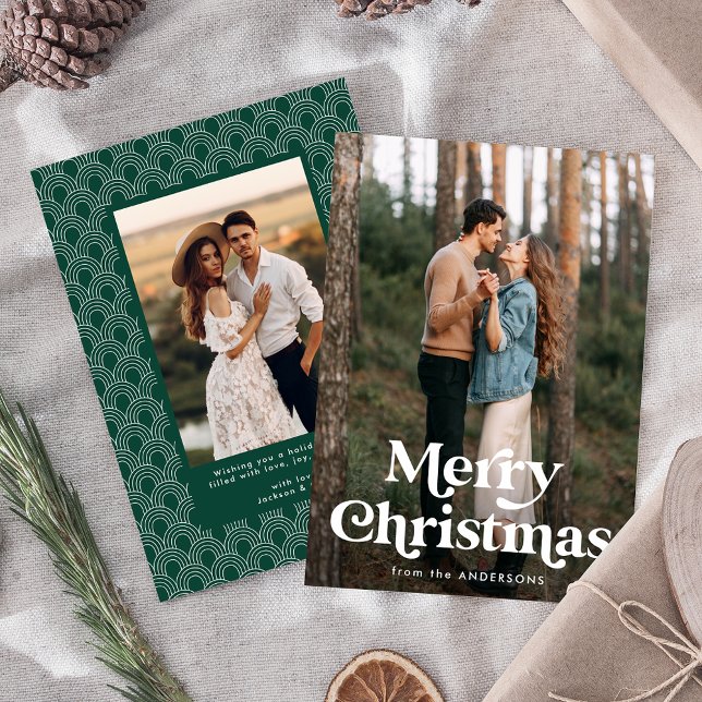 Cartão De Festividades Tipografia Retro Feliz Natal 2 Feriado Fotográfico (Criador carregado)