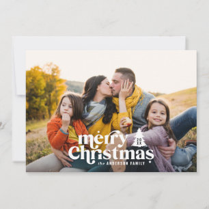 Cartão De Festividades Tipografia retrô foto moderna férias natal