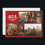Cartão De Festividades Tipografia retrógrada, fotografia vermelha mínima<br><div class="desc">Retrô tipografia,  Natal multifoto moderno. As cores de fundo vermelho do texto podem ser personalizadas. Parte de uma coleção</div>