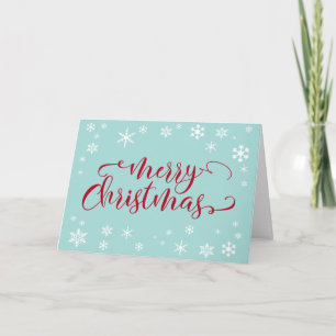 Cartão De Festividades Tipografia Vermelha Feliz de Natal no Ovo Azul de