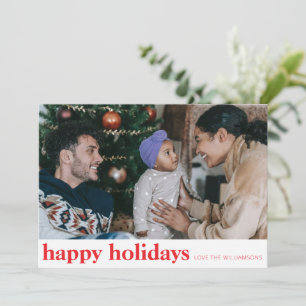 Cartão De Festividades Tipografia Vermelha Moderna Minimalista Foto Compl