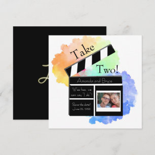 Cartão De Festividades Tire 2 salve a data nuvem arco-íris