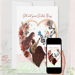 Cartão De Festividades Tire a sua branca de guitarra